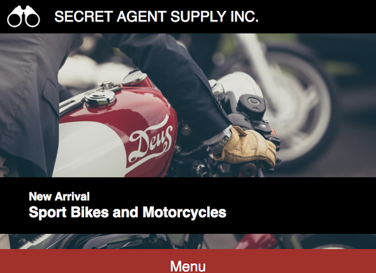 Secret Agent Supply Mobile Web Page